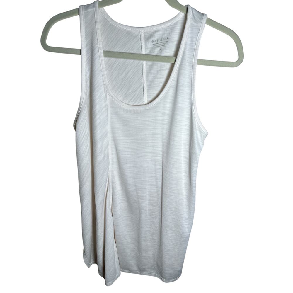 Athleta | White/Oatmeal Oversized Workout Tank Sz M Activewear Yoga Gym Shirt